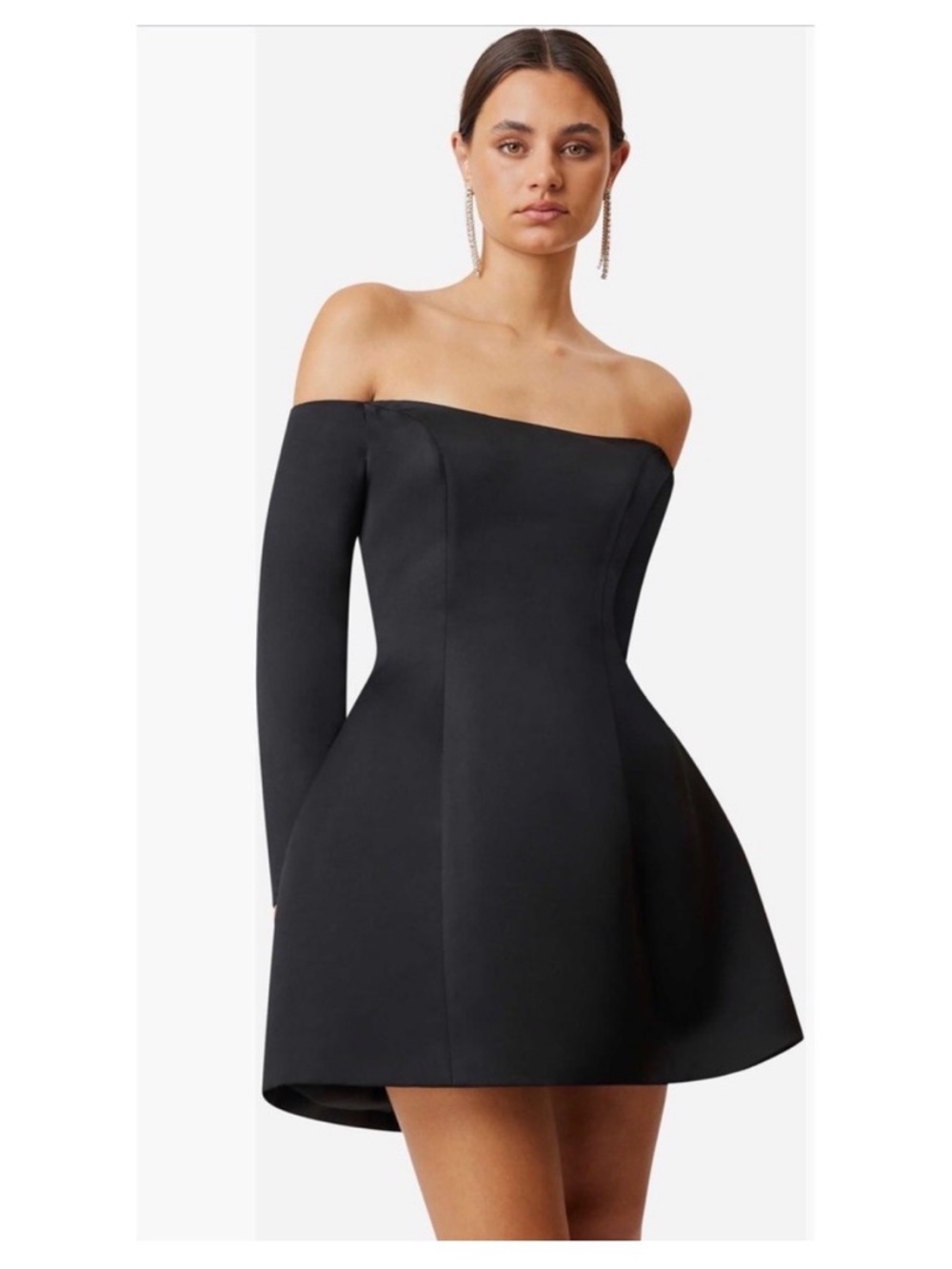 Elliatt Off-Shoulder Black Fit-and-Flare Mini Dress